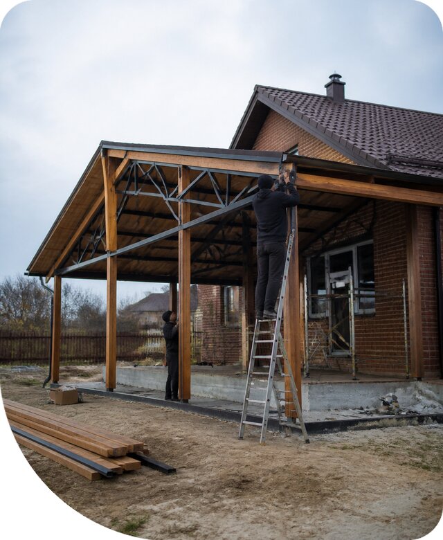 Пристройка навеса к дому и участку в Ишимбае под ключ